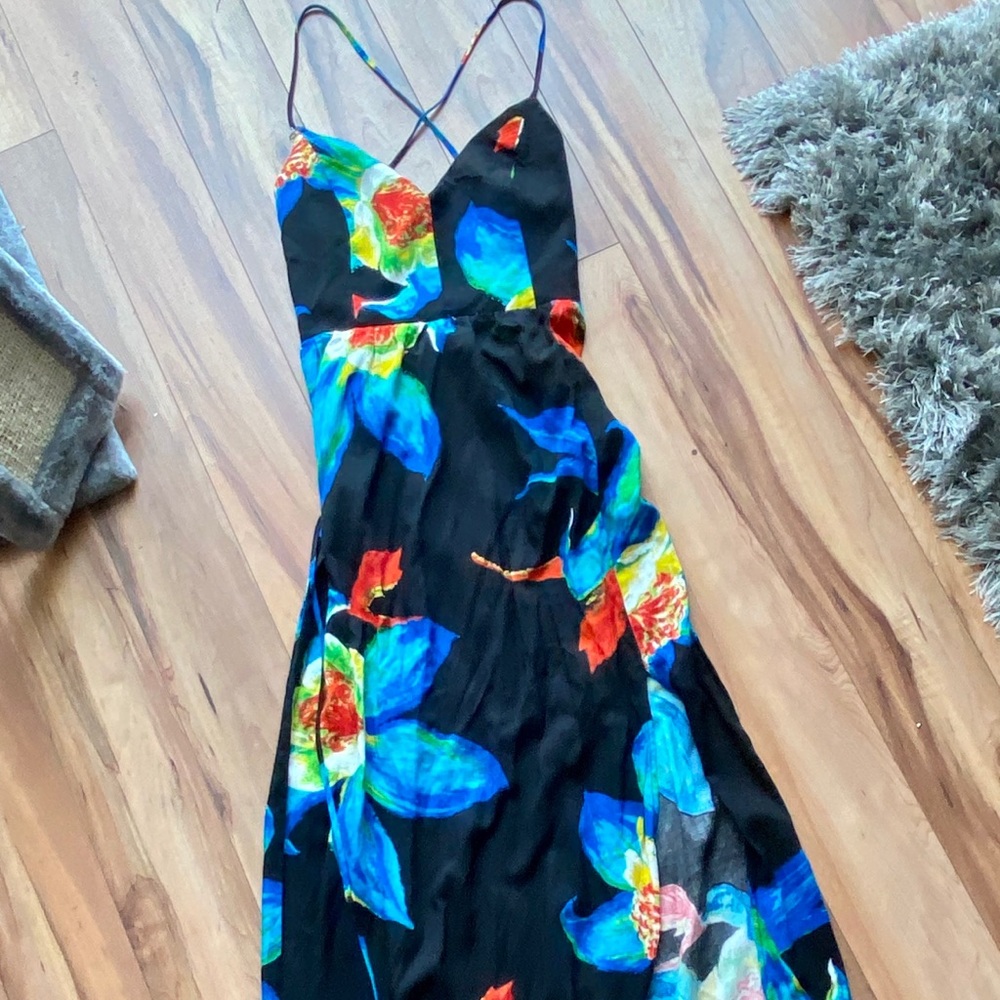 Tropical flower print dress